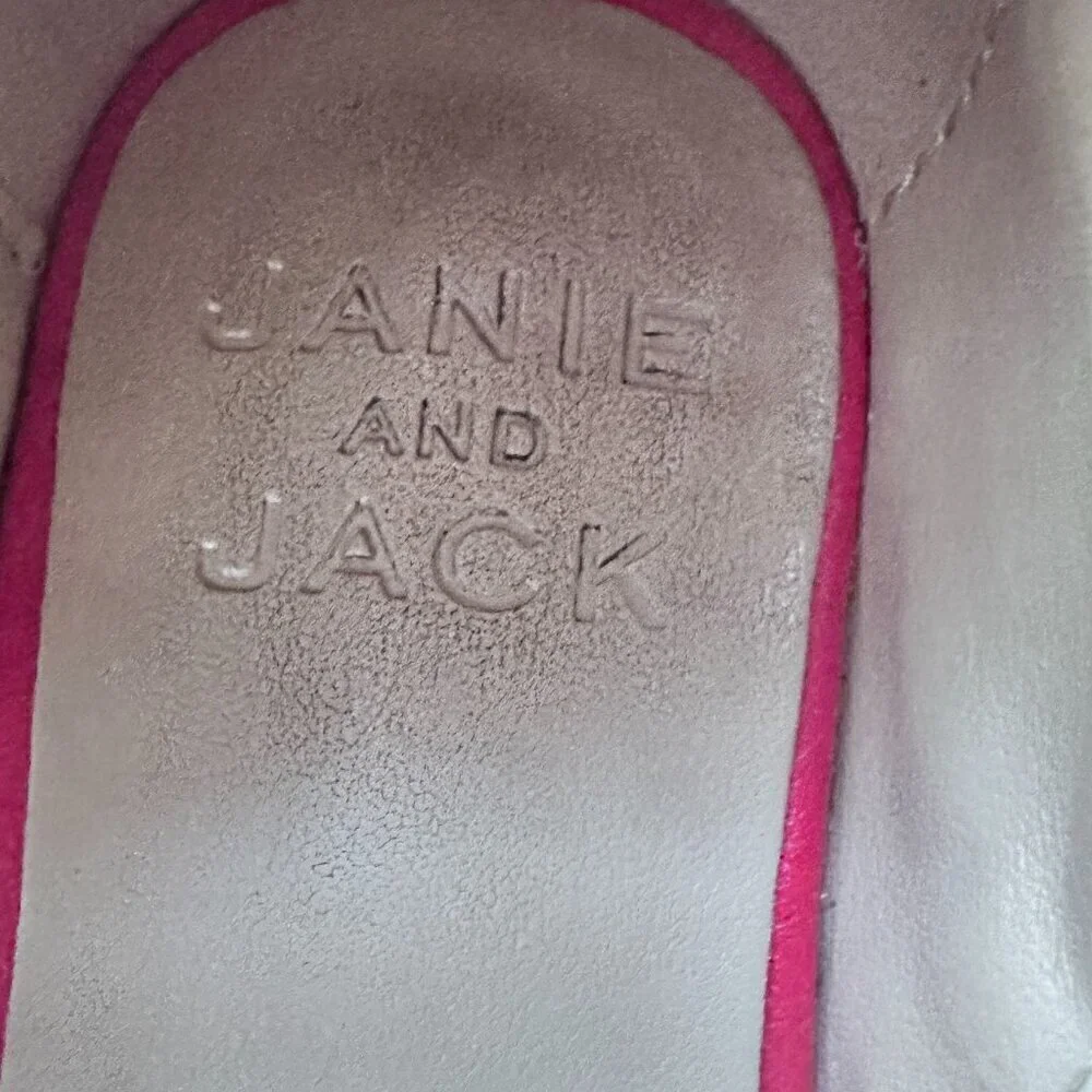 Janie and Jack Girl's Pieced Ballet Flat. Red, white, Navy Blue. Size - 7